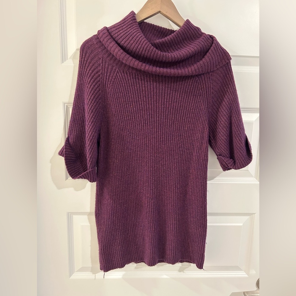 Loft Short Sleeve Cowl Neck Sweater Purple Size S